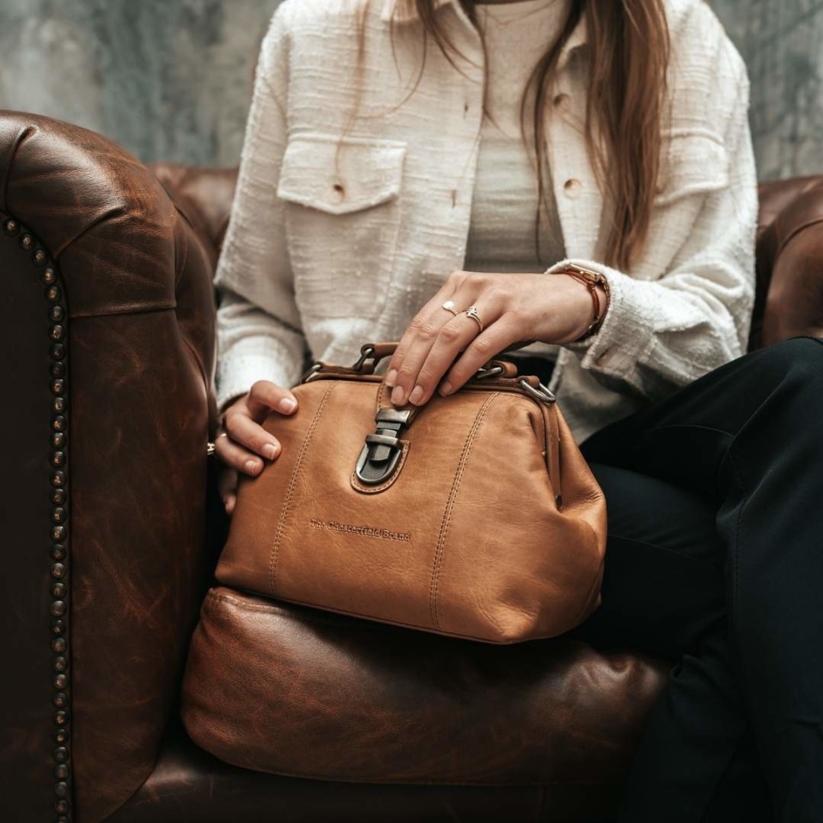 Leder Umhängetasche Rachael cognac