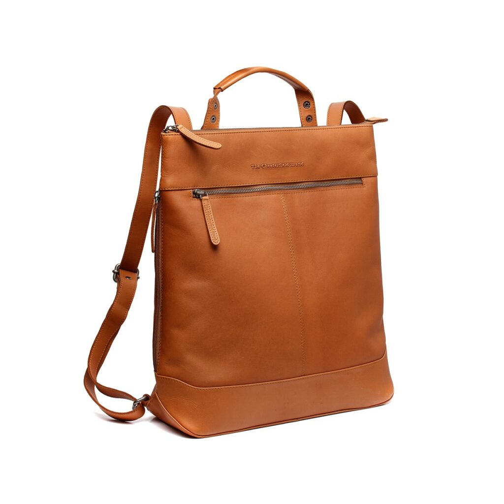 Lederrucksack-Handtasche 2v1 Omaha cognac