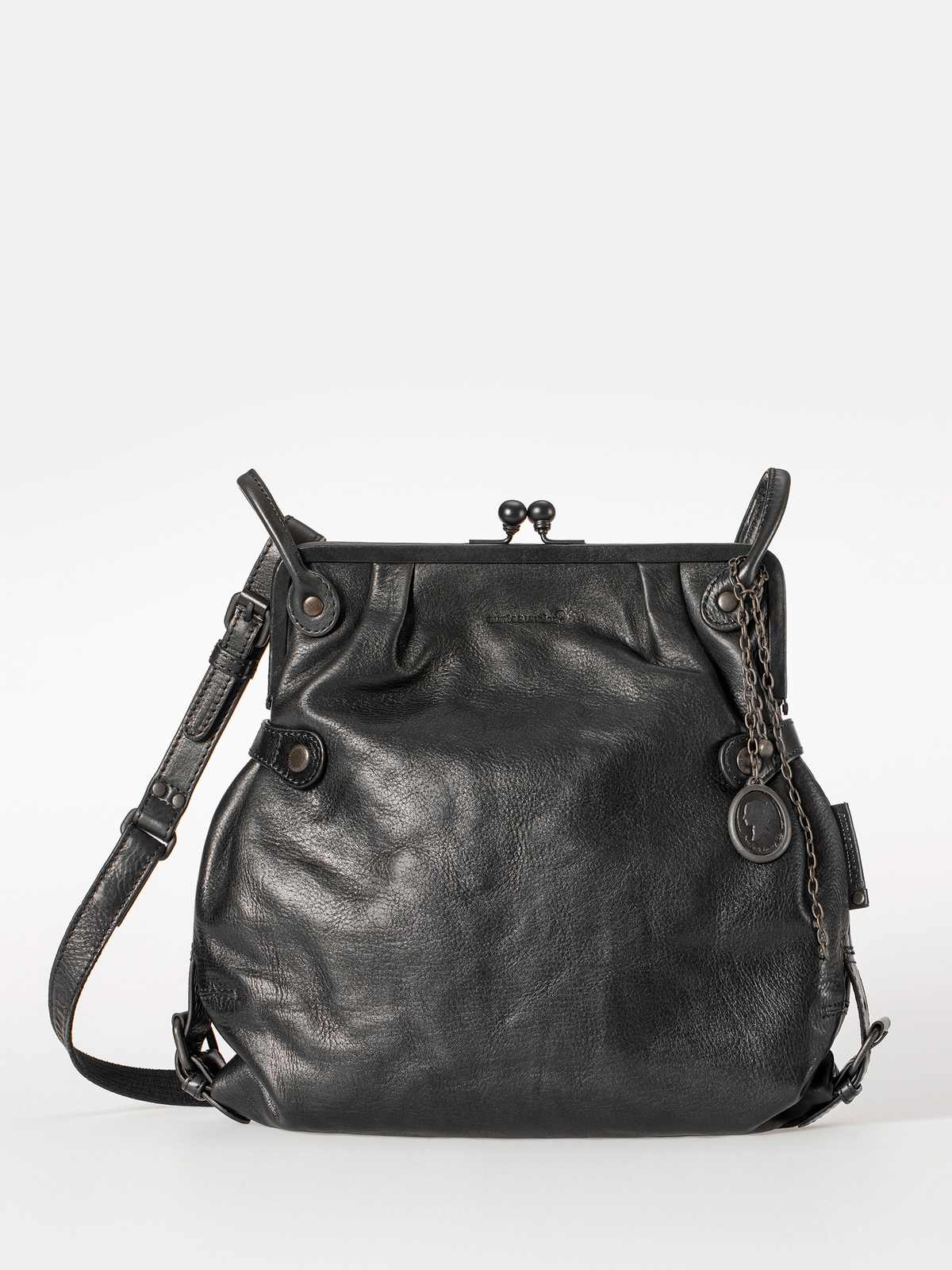 Leder-Umhängetasche Mrs. Tea Cake schwarz Leder-Umhängetasche Mrs. Tea Cake schwarz