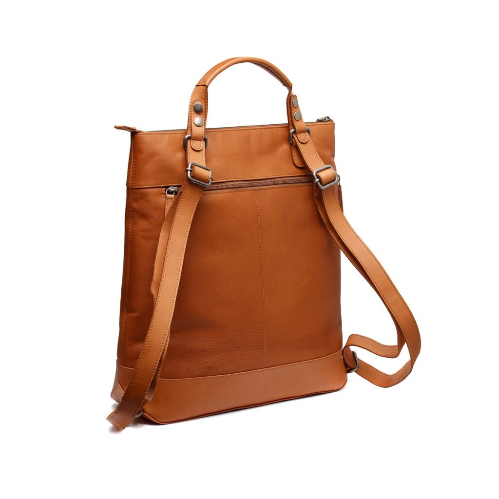 Lederrucksack-Handtasche 2v1 Omaha cognac