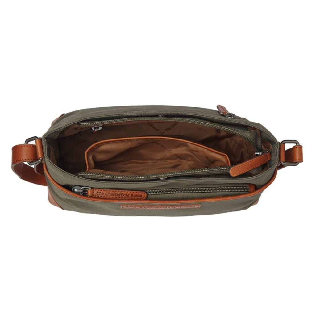 Leder Crossbody Tasche Nevon olivgrün