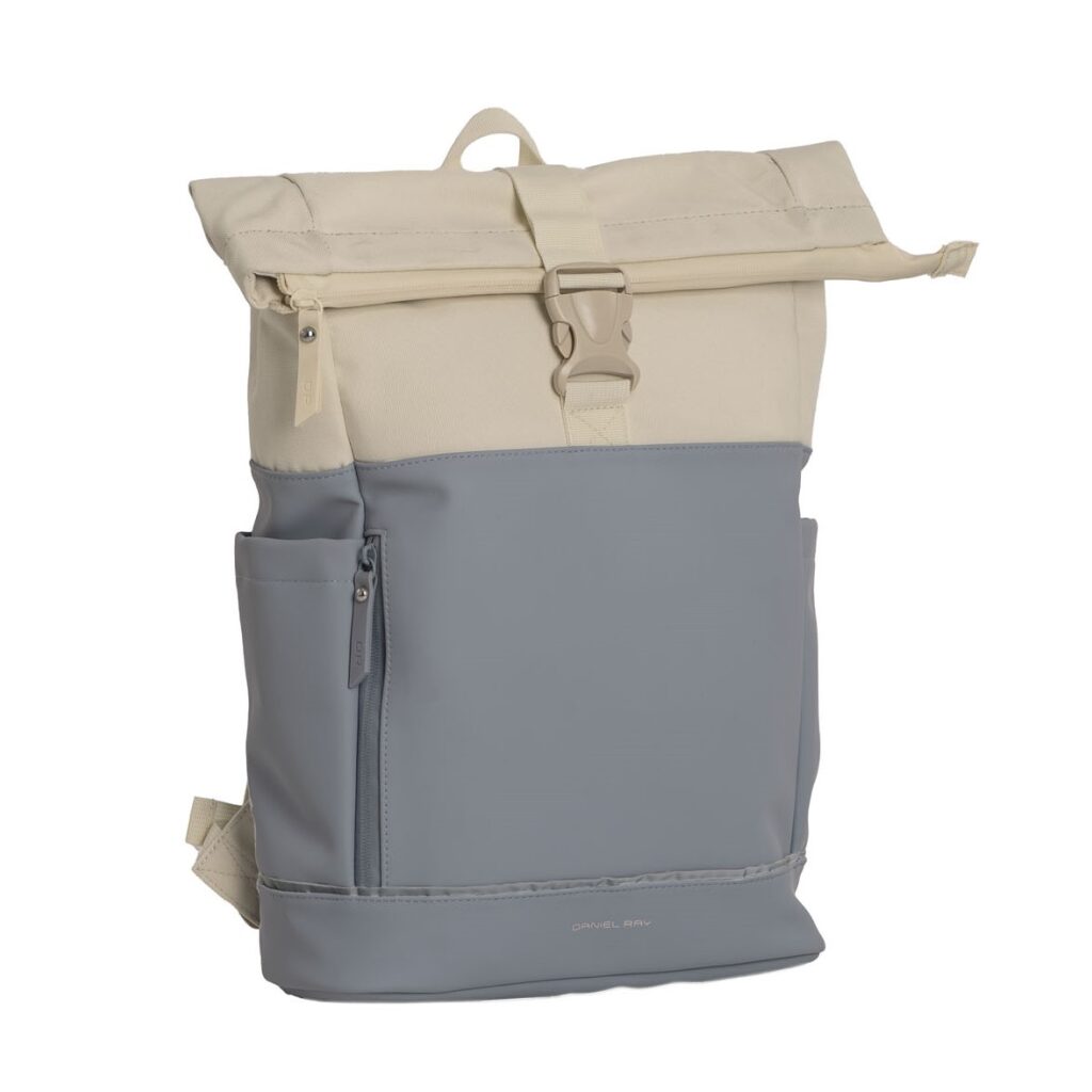 Daniel Ray Rolltop-Rucksack Pittsburgh für Notebook 15,6" beige-blau