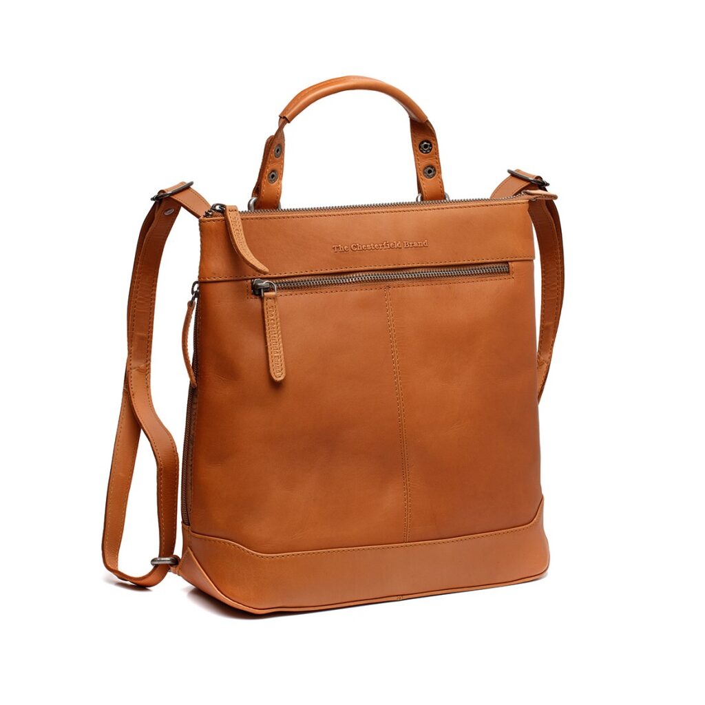 Leder Kombi Tasche Rucksack 2 in 1 Harare für die Stadt cognac