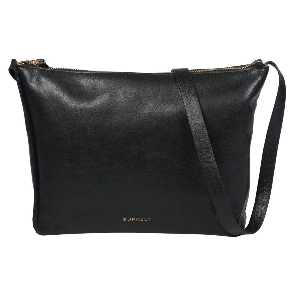 Damen Leder Crossbody Handtasche Fine Florence schwarz