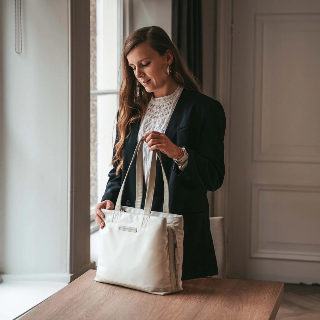 Leder Shopper Lavik off-white