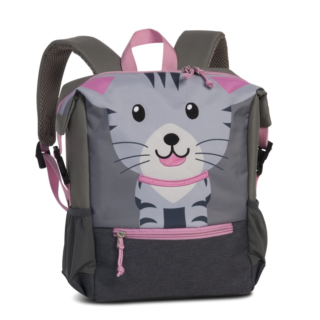 Fabrizio Kinderrucksack mit Katzenmotiv 20643-0280 grau-rosa