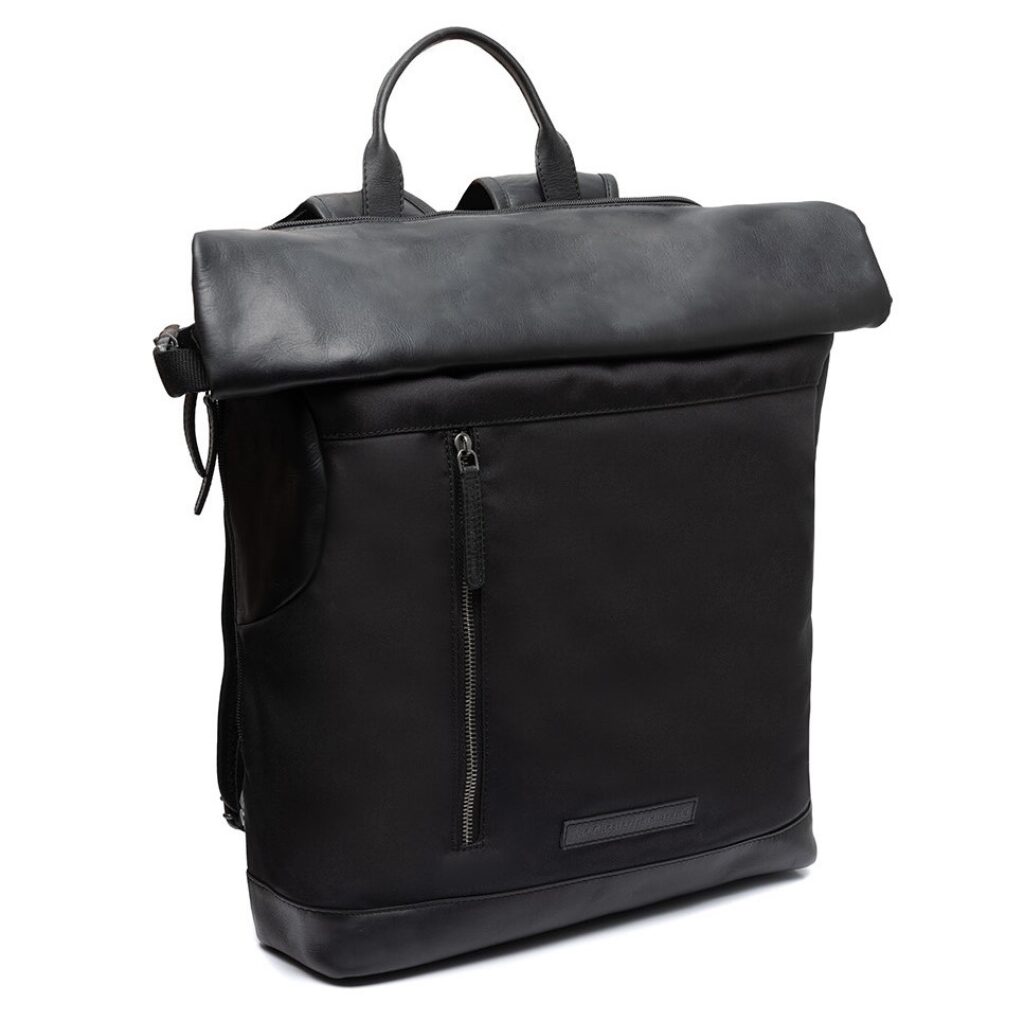 Leder Rolltop-Rucksack 17" Bornholm schwarz