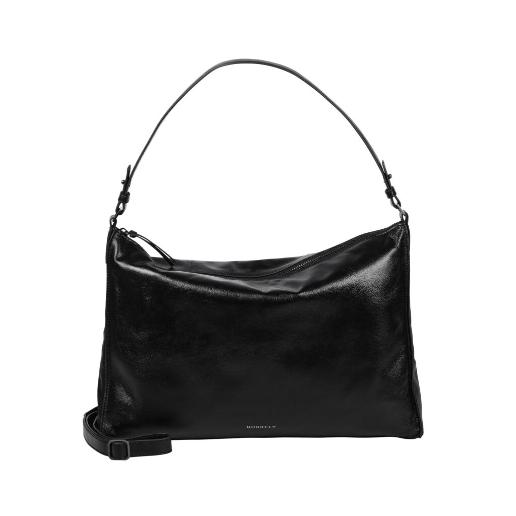 Leder Crossbody Handtasche Creased Crystal schwarz