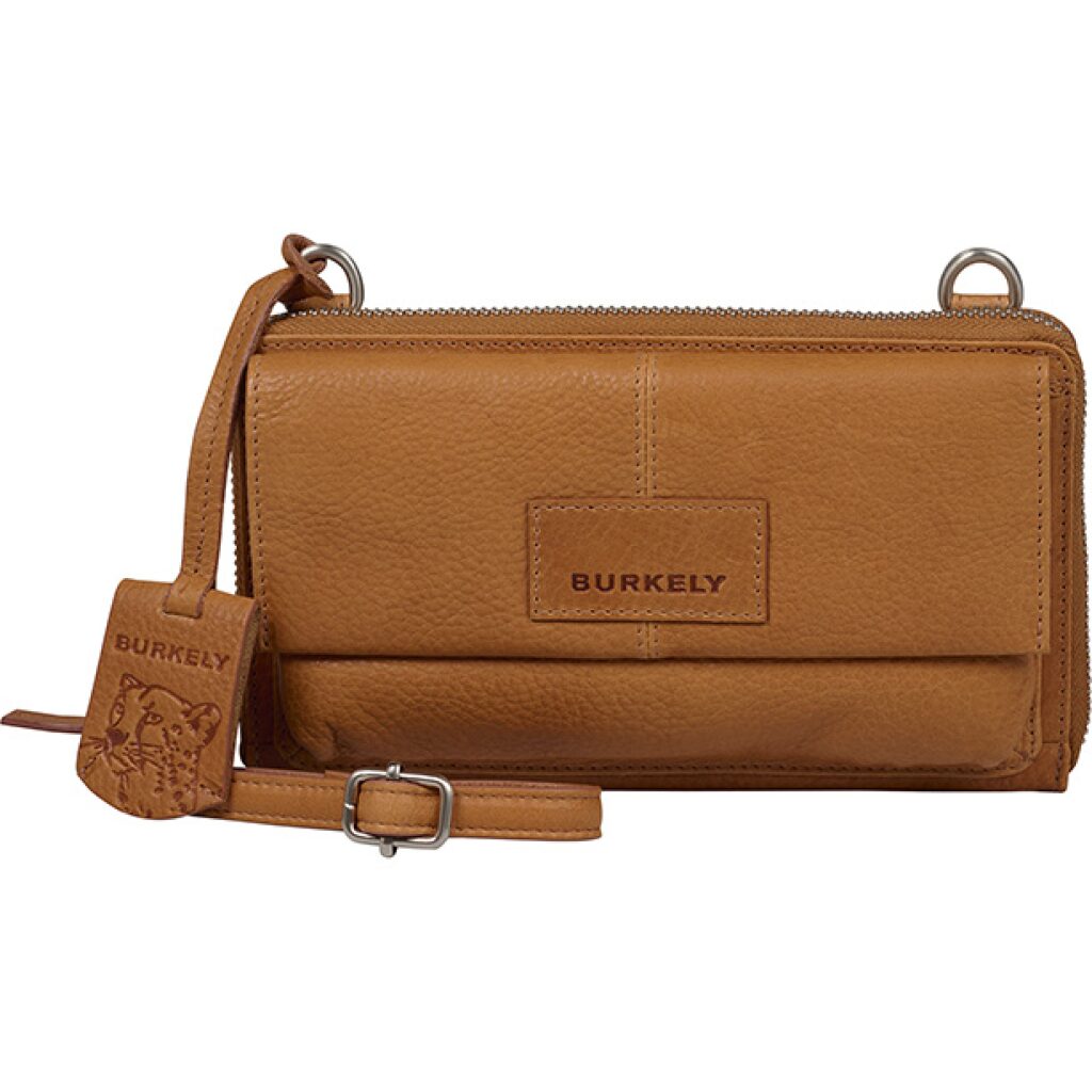 Leder Handytasche / RFID Geldbörse Soft Skylar cognac