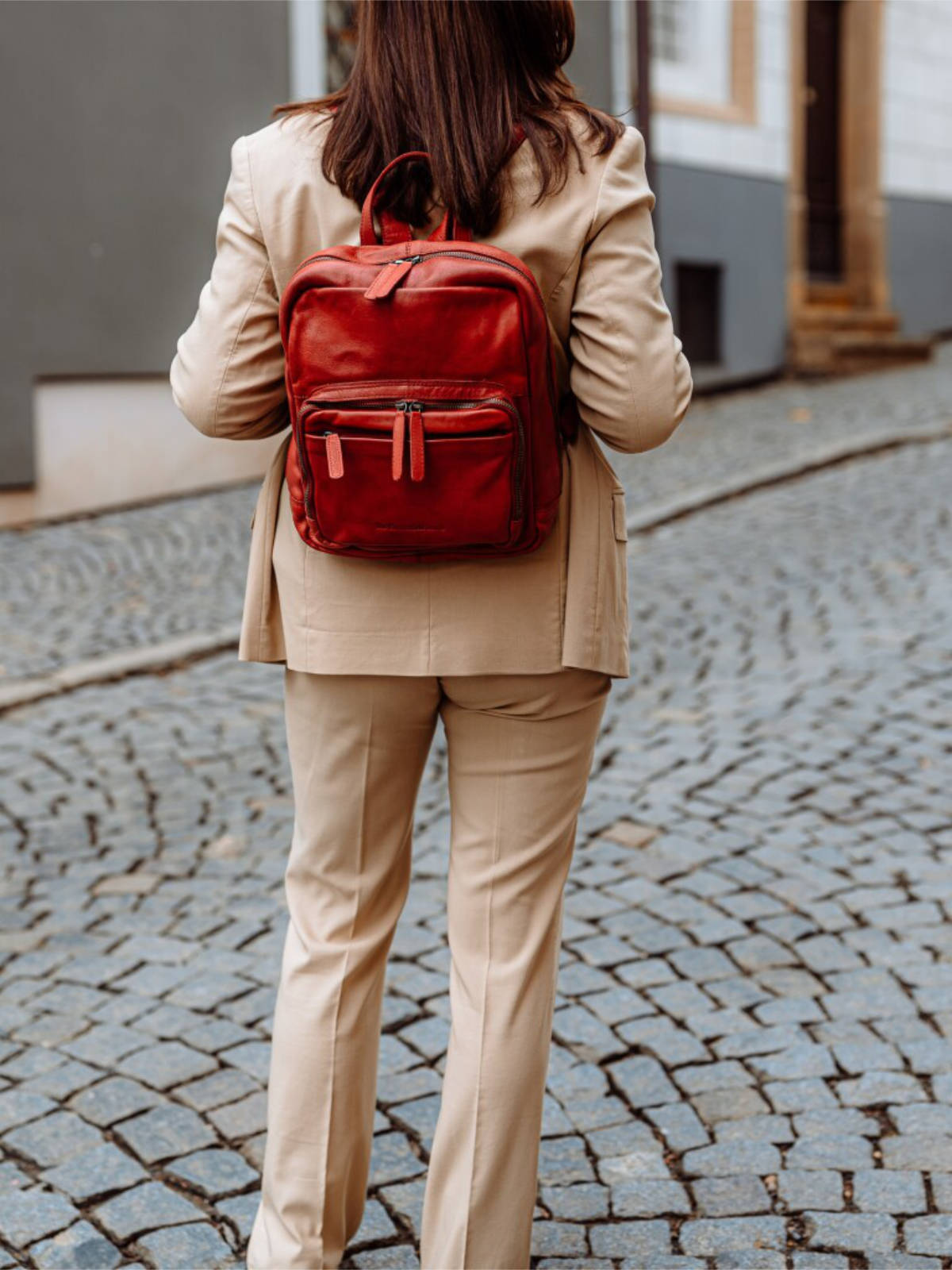 Lederrucksack Luzern rot