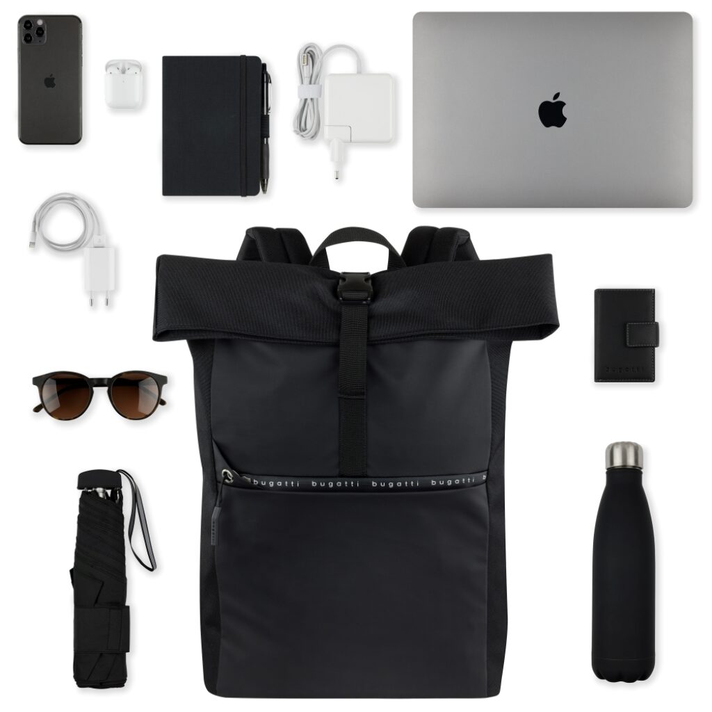 Bugatti Sportlicher Rolltop-Laptop-Rucksack Blanc Delight schwarz, Hauptbild 3