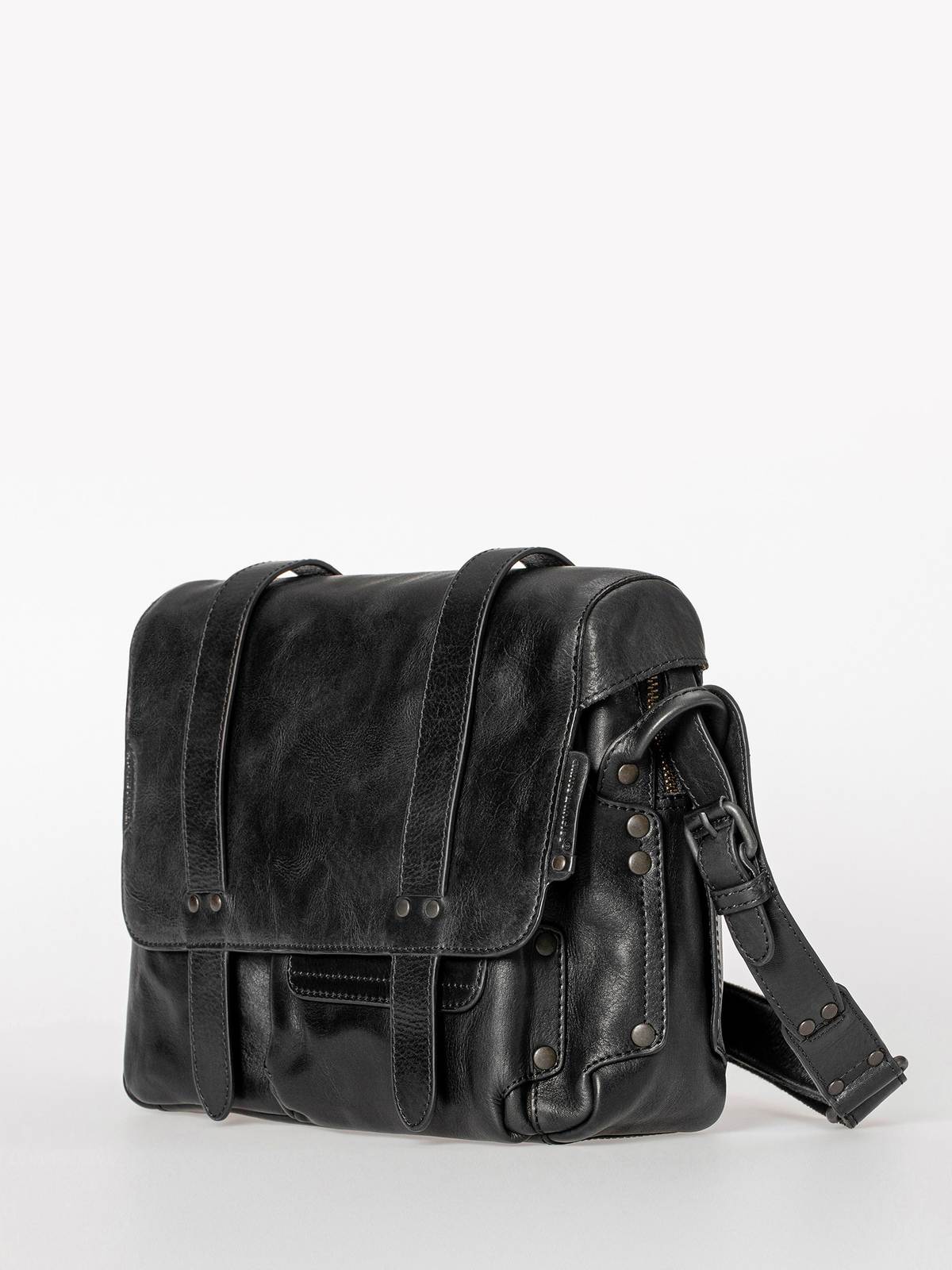 Leder-Umhängetasche Miss Applepie black smoke Leder-Umhängetasche Miss Applepie black smoke