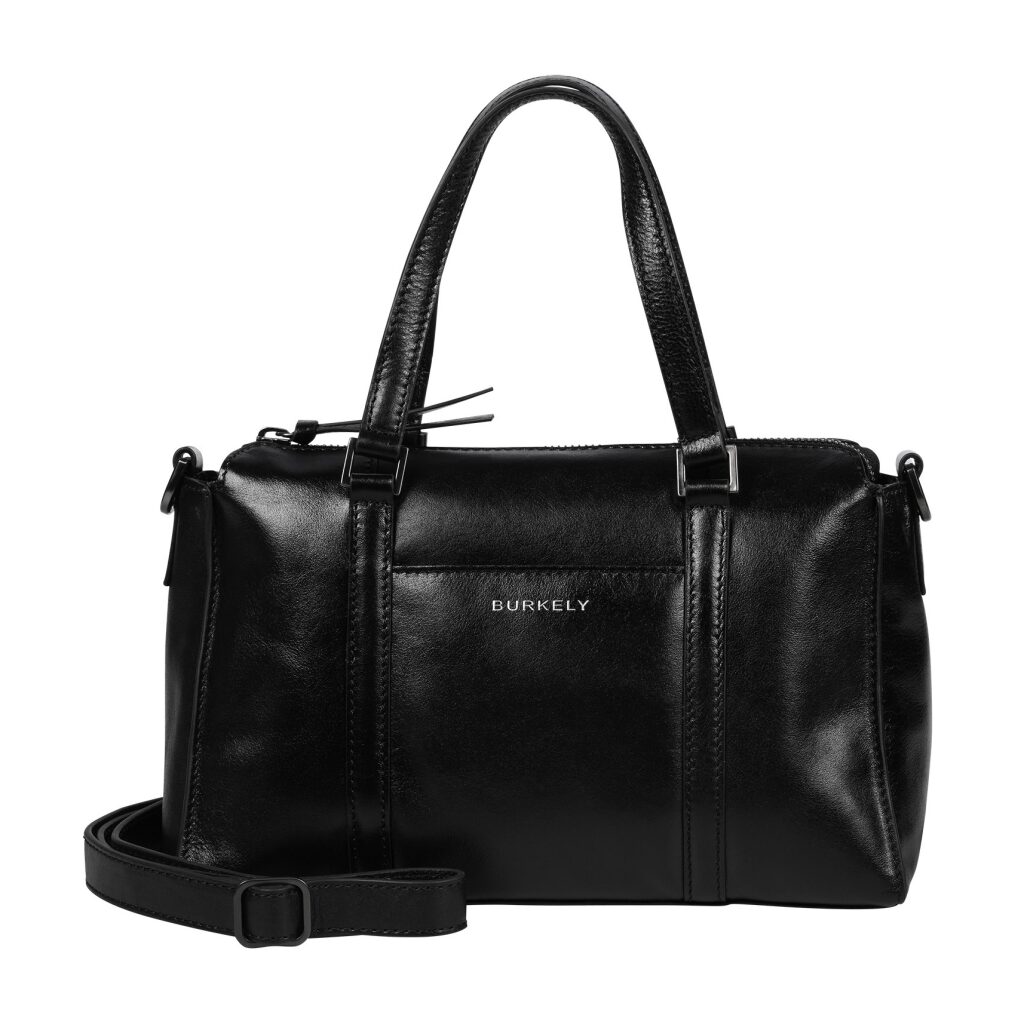 Leder Handtasche Creased Crystal schwarz