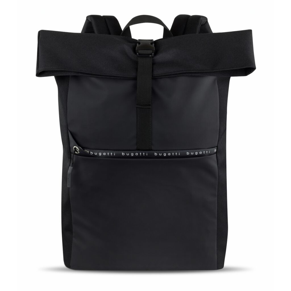 Bugatti Sportlicher Rolltop-Laptop-Rucksack Blanc Delight schwarz