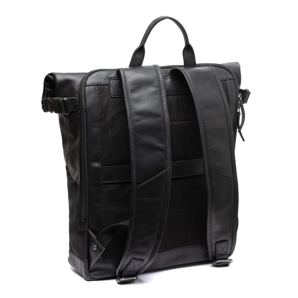 Leder Rolltop-Rucksack 17" Bornholm schwarz