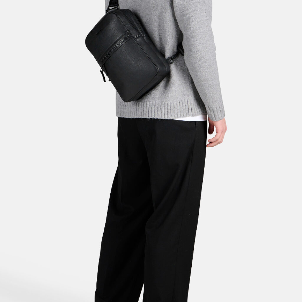 Leder Sling Bag Minimal Mason schwarz