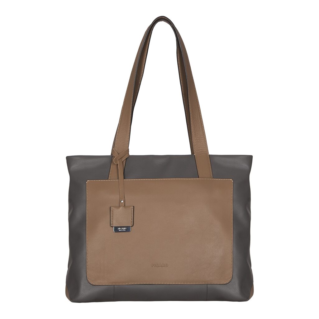 Leder Shopper Mellow 9304 blau-braun